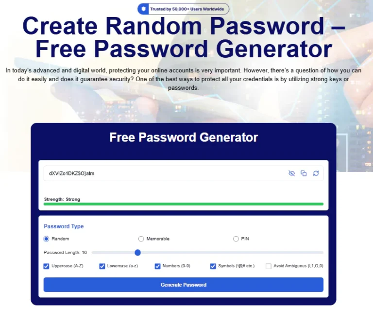 Free Create Random Password Generate Tool