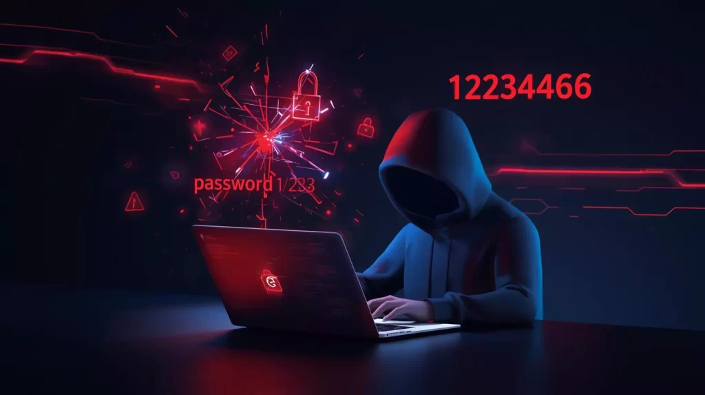 Hacker attempting to break a weak password