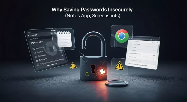 Saving Passwords Insecurely on (Notes App, Browser, Screenshots)